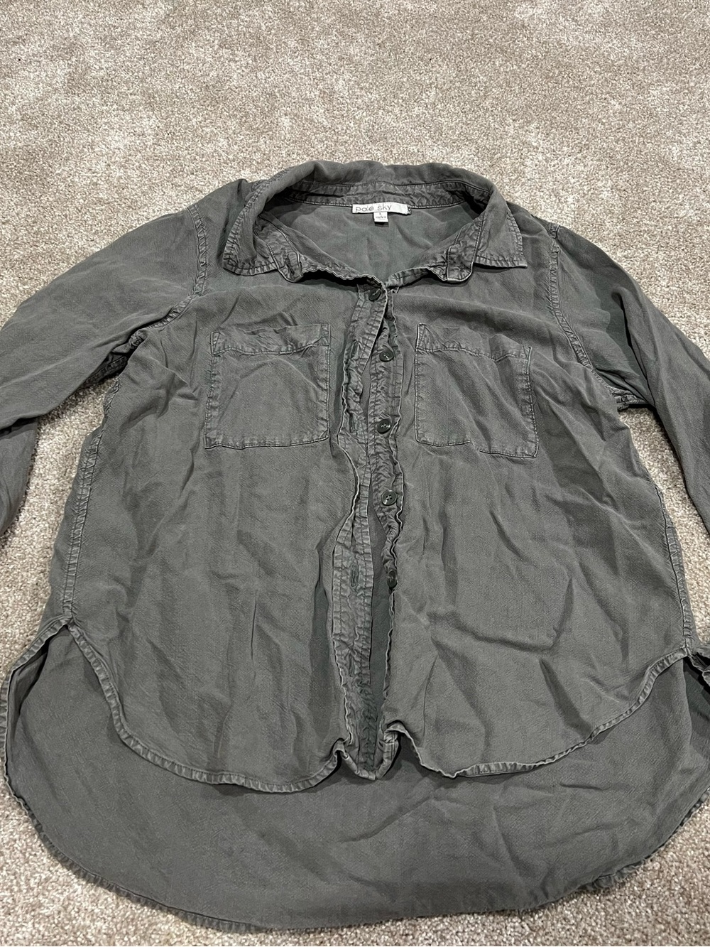 Pale Sky Lightweight Button-Up Shirt Green